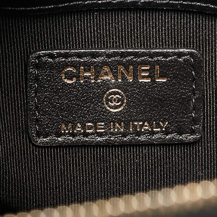 Pre Owned Chanel Black Quilted Leather Double Zip Pouch Bag 