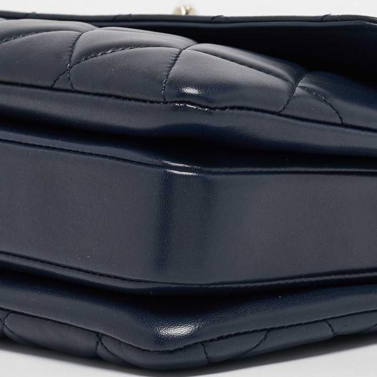 Pre Owned Chanel Navy Blue Quilted Leather Small Trendy CC Top Handle Bag