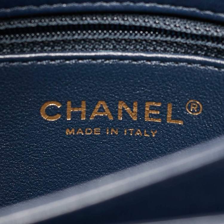 Pre Owned Chanel Navy Blue Quilted Leather Small Trendy CC Top Handle Bag
