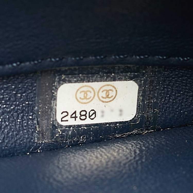 Pre Owned Chanel Navy Blue Quilted Leather Small Trendy CC Top Handle Bag