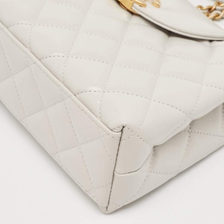 Pre Owned Chanel Light Grey Quilted Leather Mini Kelly Bag