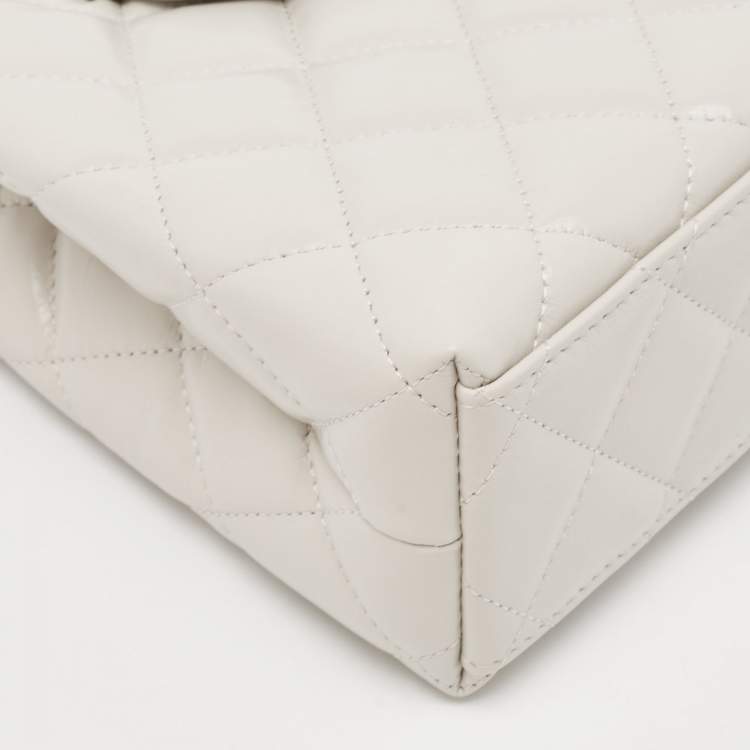 Pre Owned Chanel Light Grey Quilted Leather Mini Kelly Bag