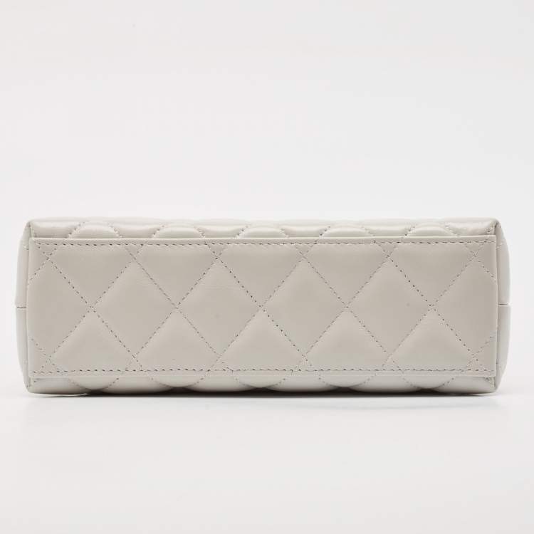 Pre Owned Chanel Light Grey Quilted Leather Mini Kelly Bag