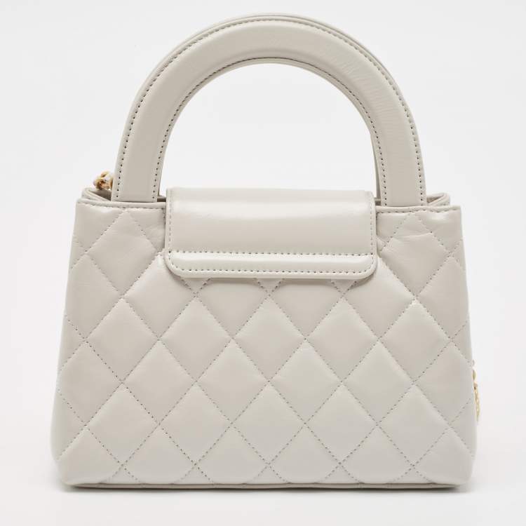 Pre Owned Chanel Light Grey Quilted Leather Mini Kelly Bag