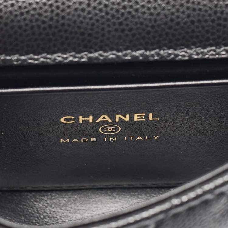 Pre Owned Chanel Black Quilted Caviar Leather Nano Coco Handle Chain Clutch