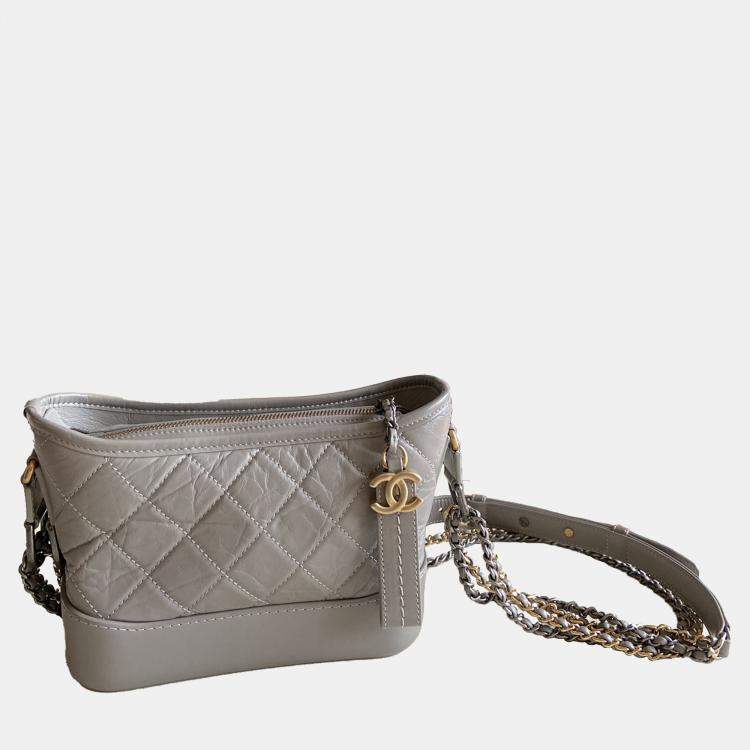 Pre Owned Chanel Grey Quilted Calfskin Small Gabrielle Hobo Bag 