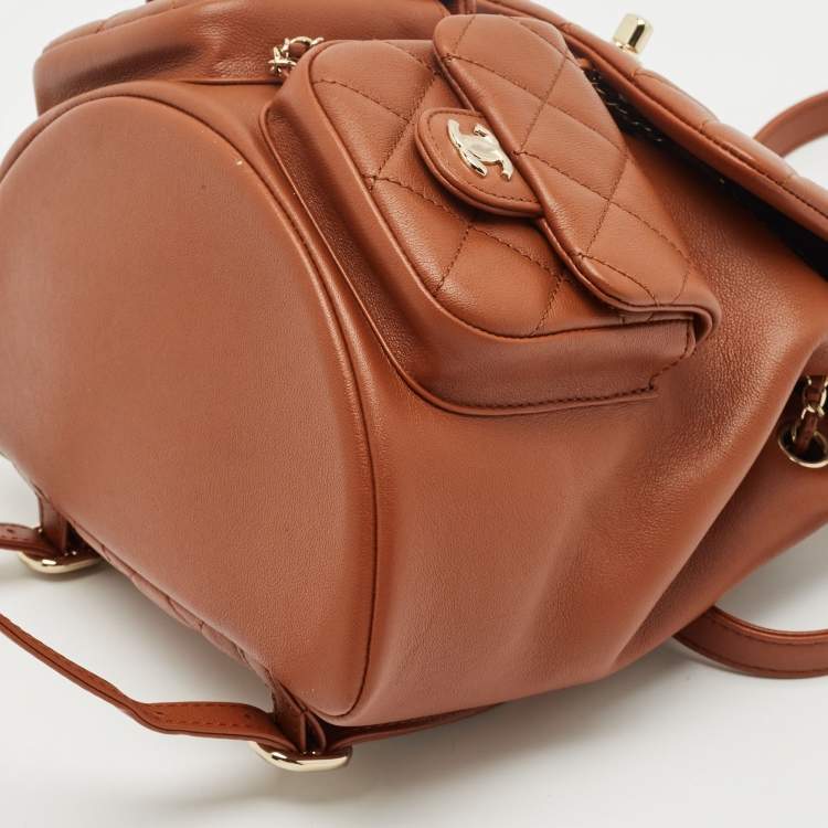 Pre Owned Chanel Brown Quilted Leather Mini Duma Drawstring Bag