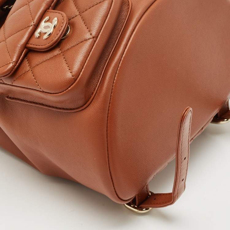 Pre Owned Chanel Brown Quilted Leather Mini Duma Drawstring Bag