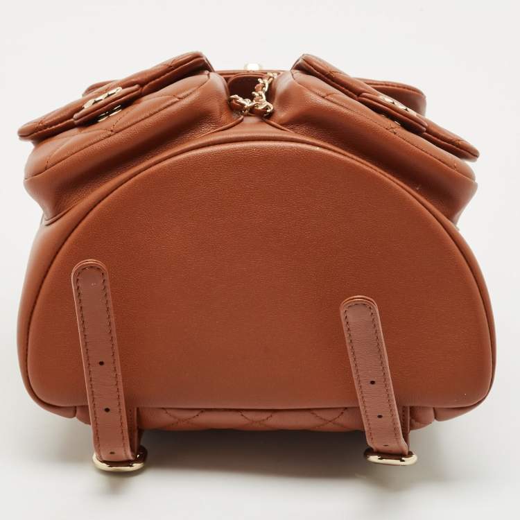 Pre Owned Chanel Brown Quilted Leather Mini Duma Drawstring Bag