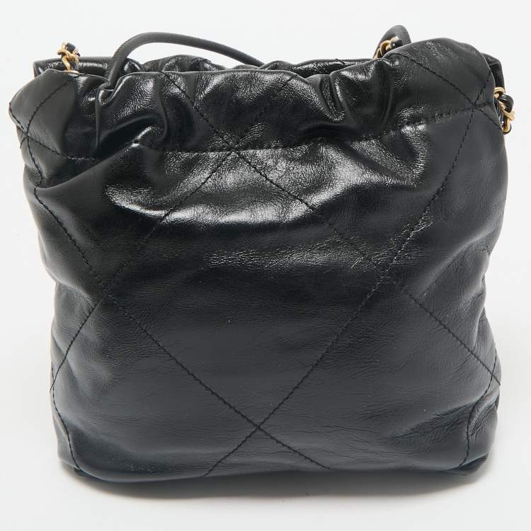 Pre Owned Chanel Black Quilted Leather Mini 22 Chain Bag