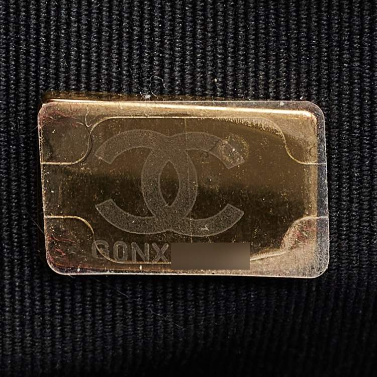 Pre Owned Chanel Black Quilted Caviar Leather Mini Boy Flap Bag