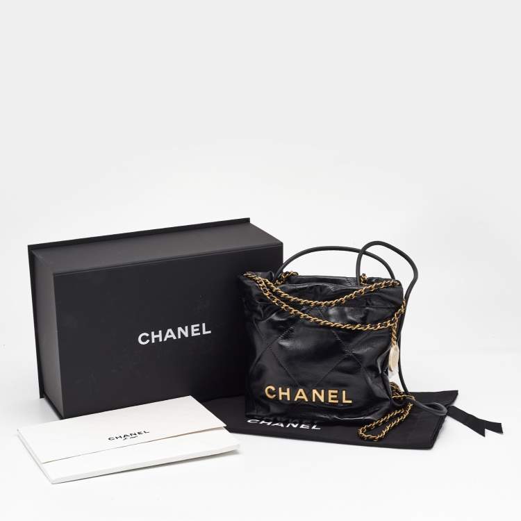 Pre Owned Chanel Black Quilted Leather Mini 22 Chain Bag