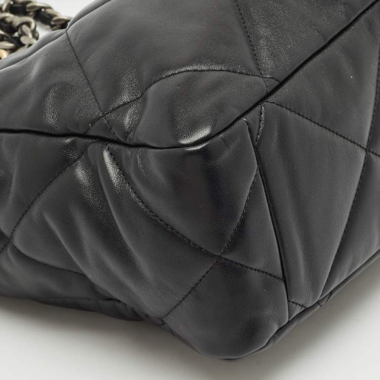 Pre Owned Chanel Black Quilted Leather 19 Shopping Tote