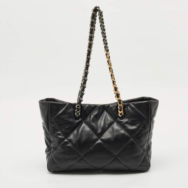 Pre Owned Chanel Black Quilted Leather 19 Shopping Tote