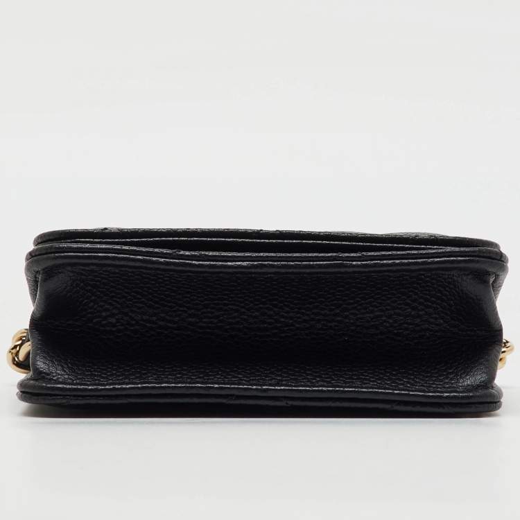 Pre Owned Chanel Black Quilted Caviar Leather CC Coin Purse on Chain