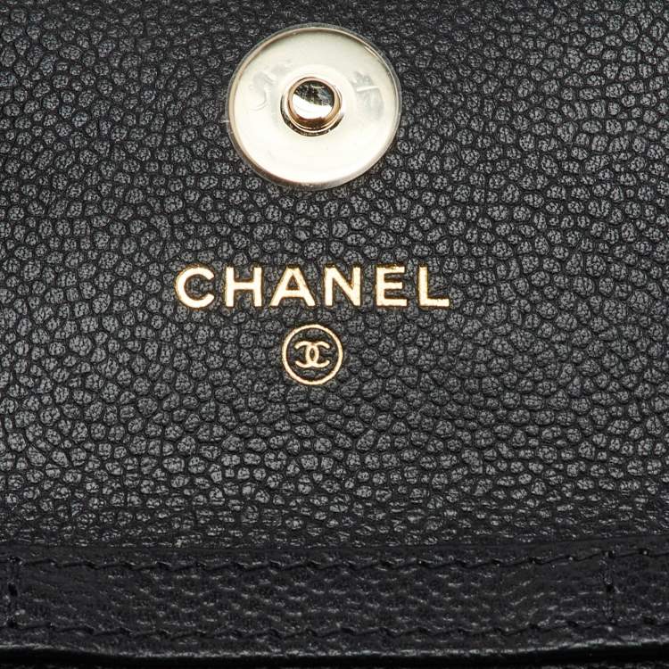 Pre Owned Chanel Black Quilted Caviar Leather CC Coin Purse on Chain