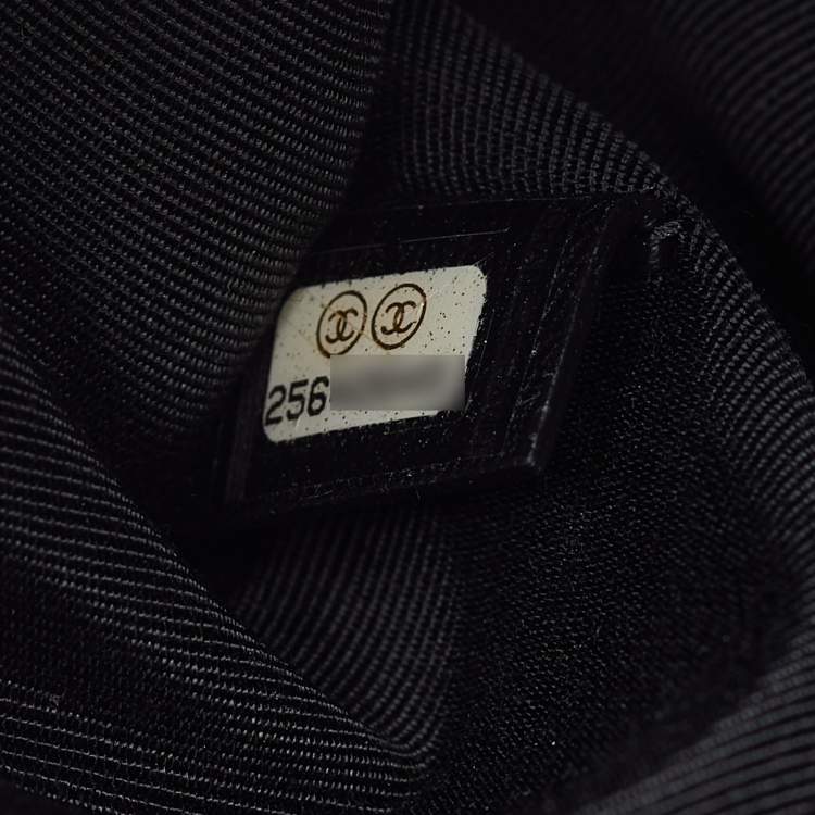 Pre Owned Chanel Black Leather Boy Chevron Large O-Case Zip Pouch