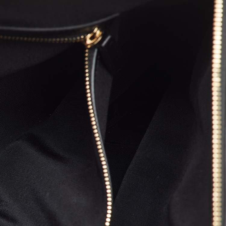 Pre Owned Chanel Black Leather Boy Chevron Large O-Case Zip Pouch