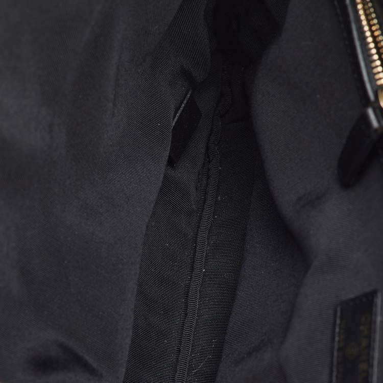 Pre Owned Chanel Black Leather Boy Chevron Large O-Case Zip Pouch