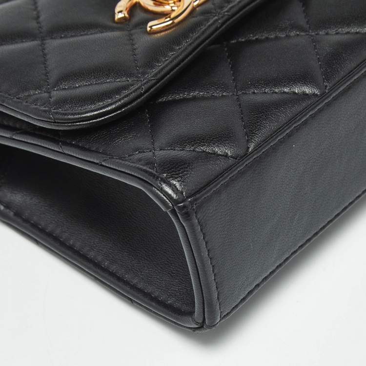 Pre Owned Chanel Black Quilted Leather Micro Trendy CC Clutch Bag