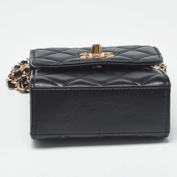 Pre Owned Chanel Black Quilted Leather Micro Trendy CC Clutch Bag