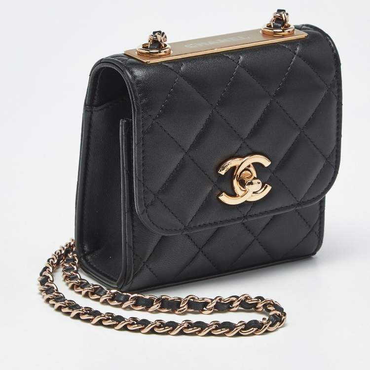 Pre Owned Chanel Black Quilted Leather Micro Trendy CC Clutch Bag