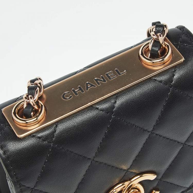 Pre Owned Chanel Black Quilted Leather Micro Trendy CC Clutch Bag
