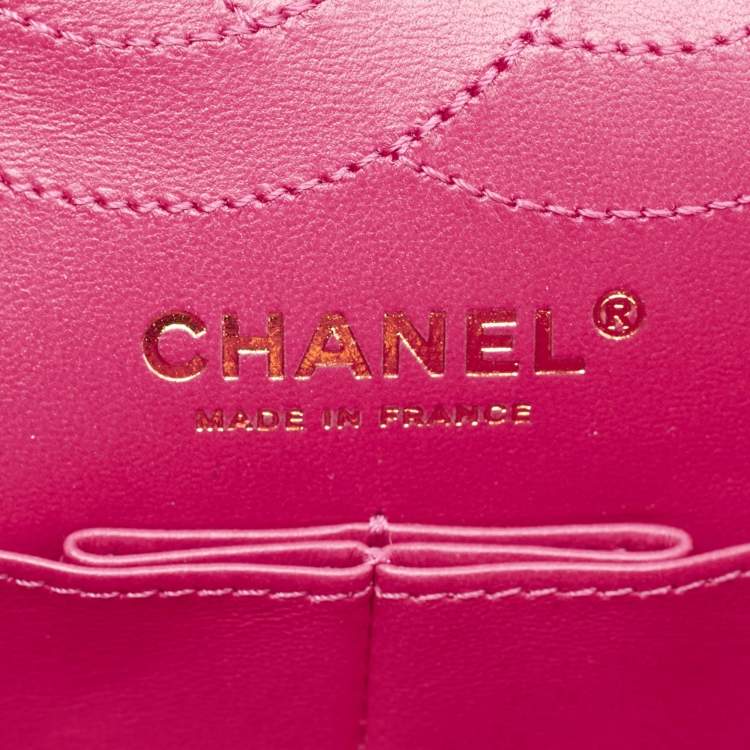 Pre Owned Chanel Fuchsia Quilted Aged Leather Reissue 2.55 Classic 225 Flap Bag