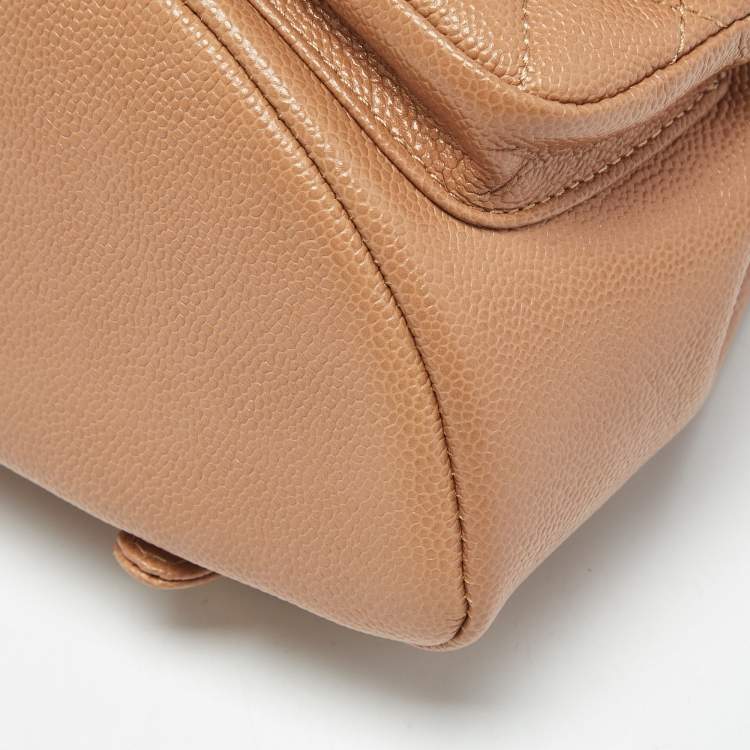 Pre Owned Chanel Tan Quilted Caviar Leather Mini Duma Backpack