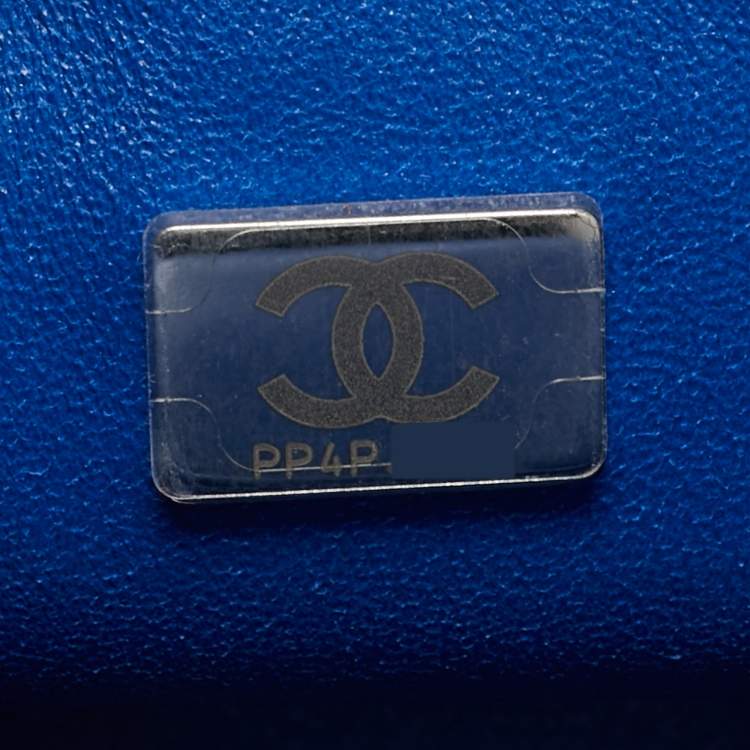 Pre Owned Chanel Blue/White Sequins Small Classic Flap Bag