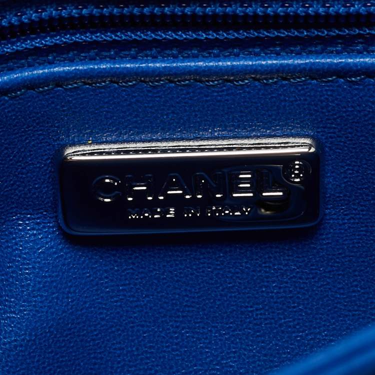 Pre Owned Chanel Blue/White Sequins Small Classic Flap Bag
