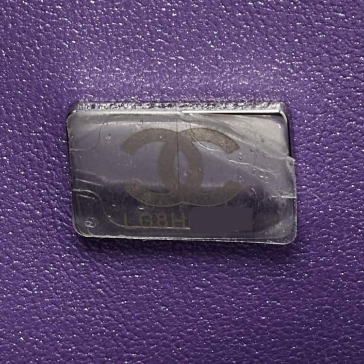 Pre Owned Chanel Metallic Purple Quilted Leather Medium Classic Double Flap Bag