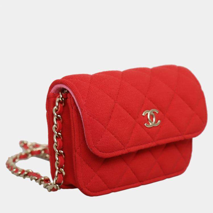 Pre Owned Chanel 23C Jersey Clutch with Chain