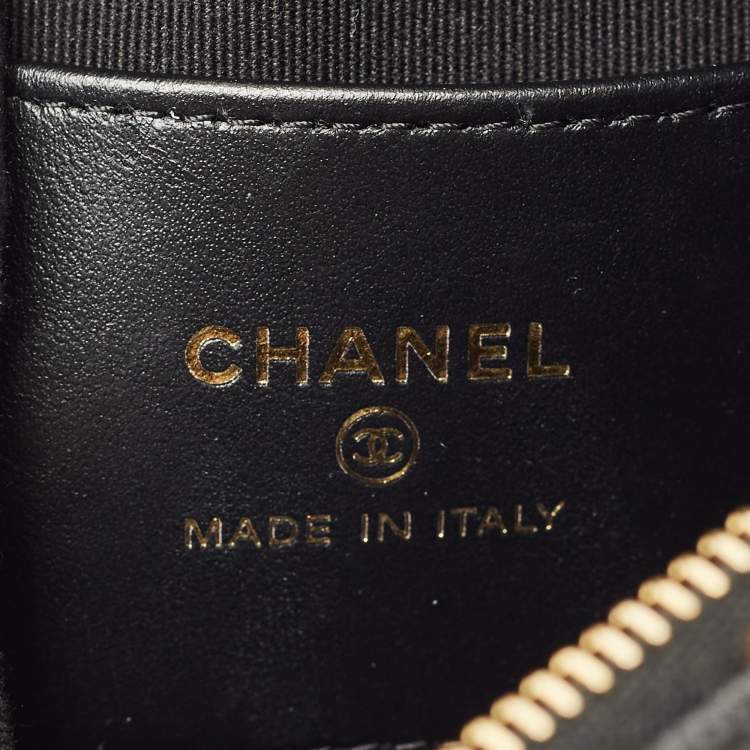 Pre Owned Chanel Black Quilted Caviar Leather Mini Round Hobo