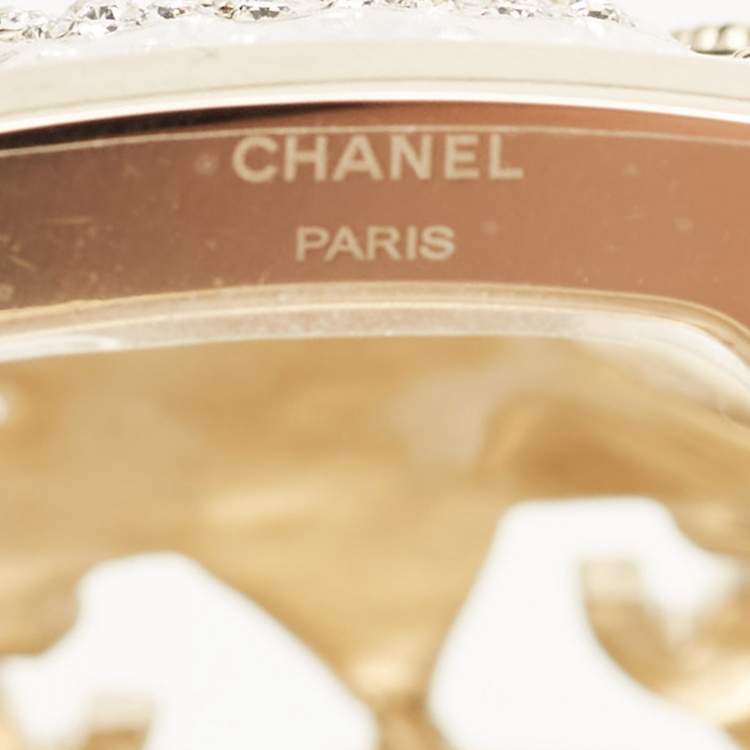 Pre Owned Chanel Gold Tone Metal and Crystal Sphere Minaudiere