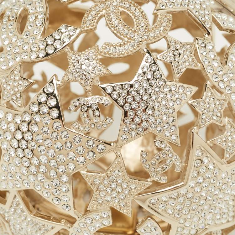 Pre Owned Chanel Gold Tone Metal and Crystal Sphere Minaudiere