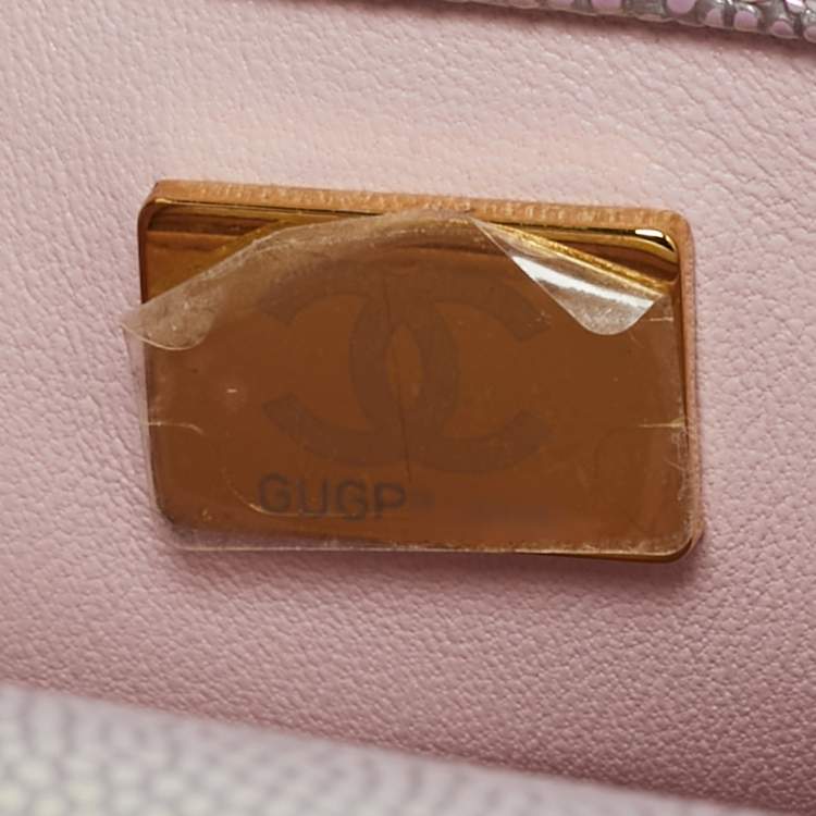 Pre Owned Chanel Pink Iridescent Quilted Caviar Leather Extra Mini Coco Top Handle Bag