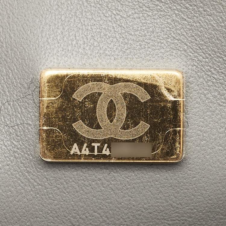 Pre Owned Chanel Grey Quilted Leather Mini Rectangular Flap Top Handle Bag