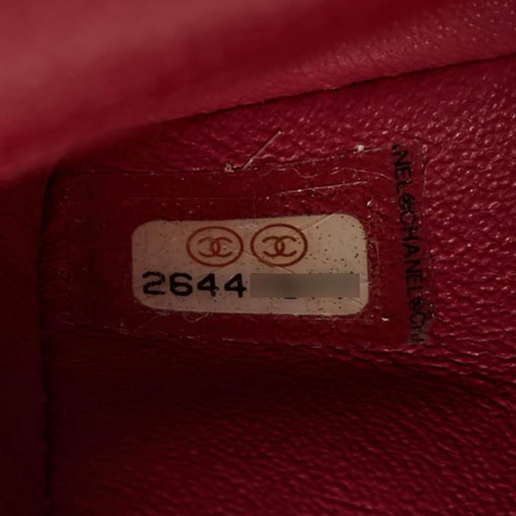 Pre Owned Chanel Red Quilted Caviar Leather Mini Classic Single Flap Bag