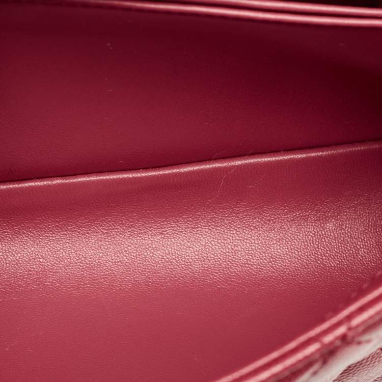 Pre Owned Chanel Red Quilted Caviar Leather Mini Coco Top Handle Bag