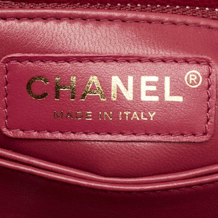 Pre Owned Chanel Red Quilted Caviar Leather Mini Coco Top Handle Bag