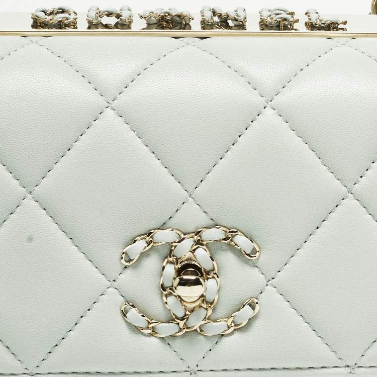 Pre Owned Chanel Trendy CC Small Mint Green Quilted Leather Top Handle Bag
