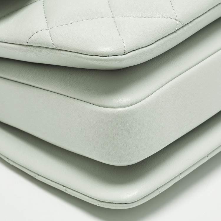 Pre Owned Chanel Trendy CC Small Mint Green Quilted Leather Top Handle Bag