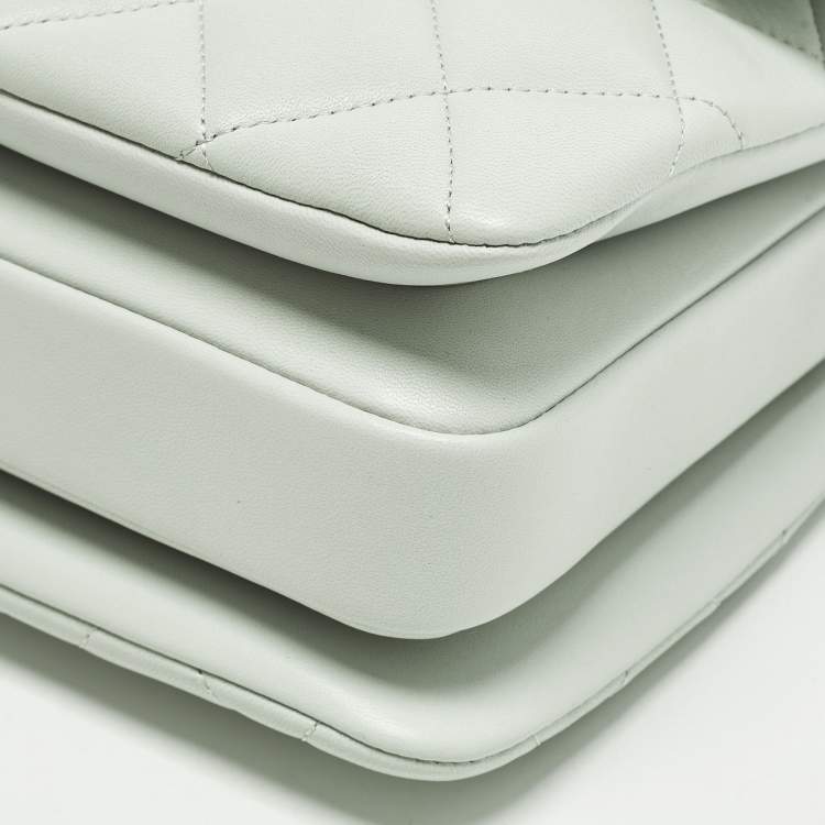 Pre Owned Chanel Trendy CC Small Mint Green Quilted Leather Top Handle Bag