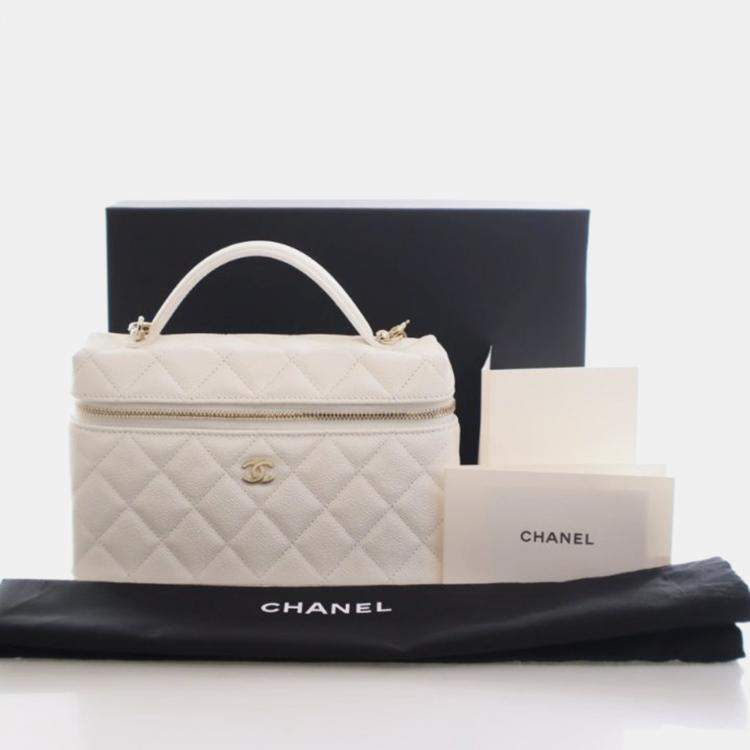 Pre Owned Chanel Caviar Slim Vanity Top Handle With Chain
