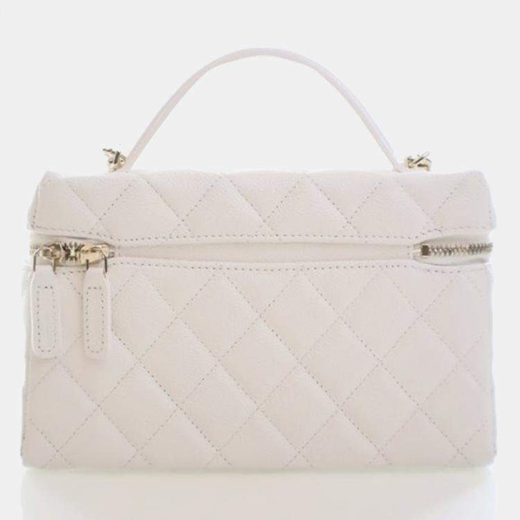 Pre Owned Chanel Caviar Slim Vanity Top Handle With Chain