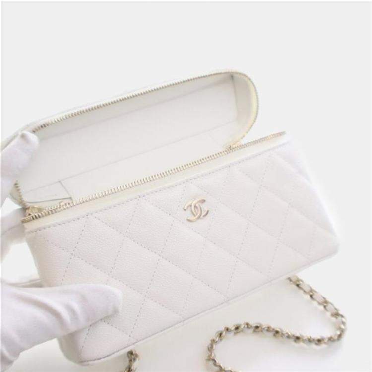 Pre Owned Chanel Caviar Slim Vanity Top Handle With Chain