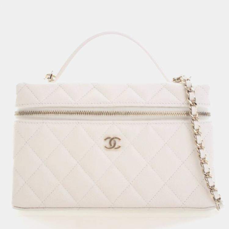 Pre Owned Chanel Caviar Slim Vanity Top Handle With Chain