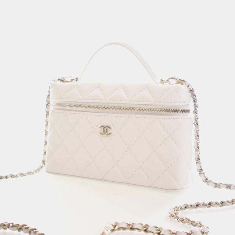 Pre Owned Chanel Caviar Slim Vanity Top Handle With Chain