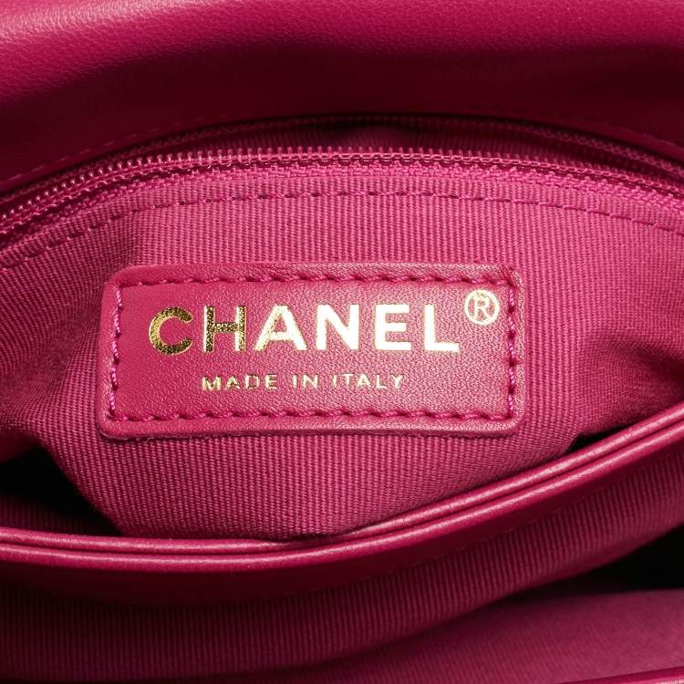Pre Owned Chanel Small Fuchsia Quilted Leather Chain Top Handle Bag